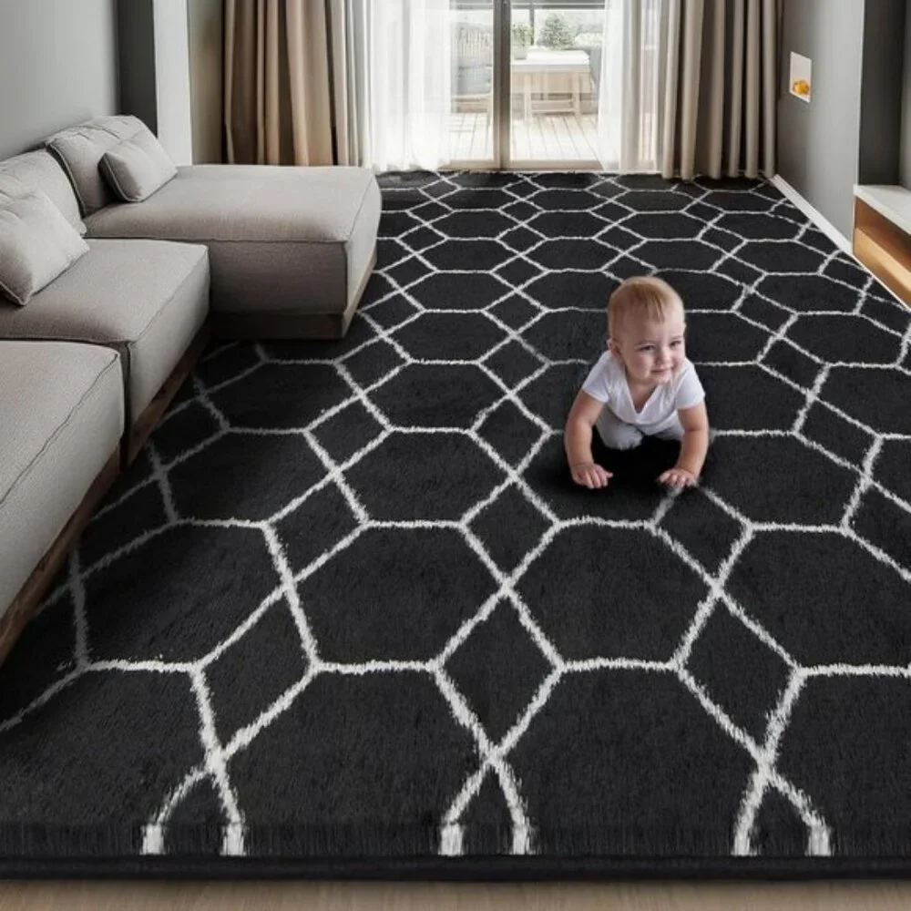 New 5x7 Feet Area Rug – Soft Shaggy Plush Fluffy Rug for Living Room